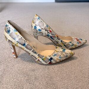 Andrew Kayla Mulit-Colored Snake Skin Heels